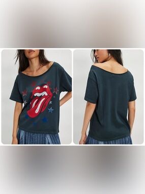 Free People x Daydreamer The Stones Stars Off-the-Shoulder Tee